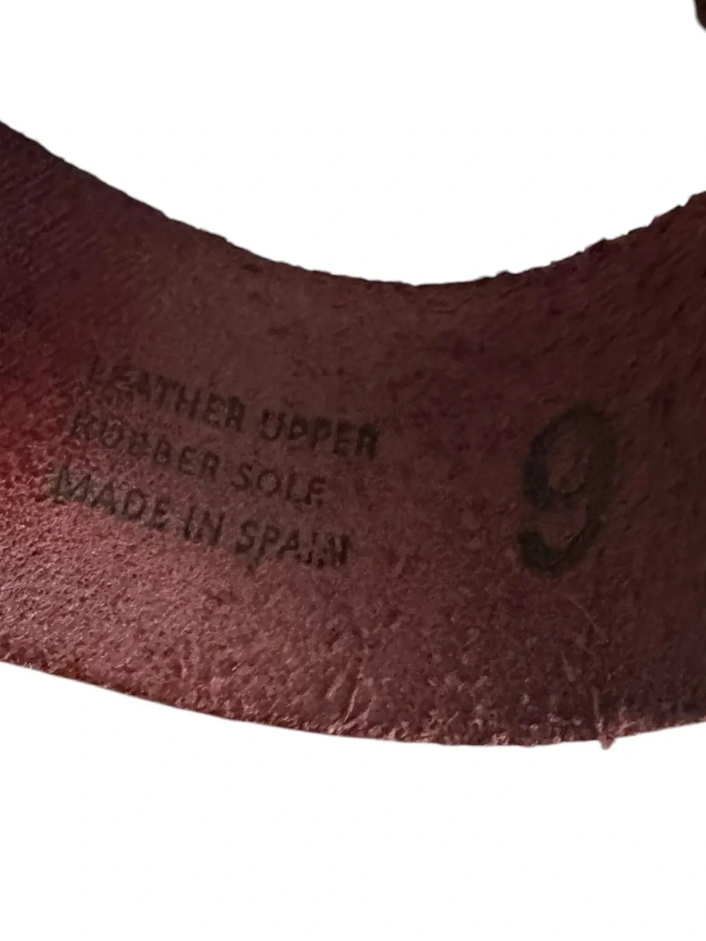 Yokono Rust Red Leather Cork Wedge Sandals Double Straps Size 9